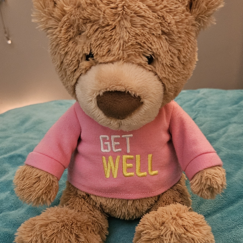 Get Well Teddy Bear with Pink Shirt